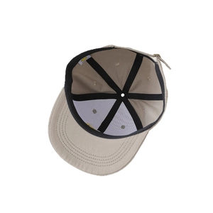 Kids hip-hop flat brim baseball cap in beige cotton with adjustable back strap