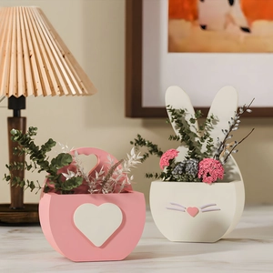 DIY rabbit and heart-shaped flower basket resin silicone mold for indoor desktop storage