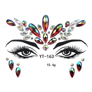 Detailed view of YT-163 iridescent AB face rhinestones set with waterdrop and round gems