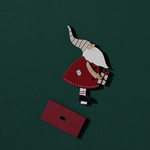 Minimalist wooden Santa Claus desktop ornament with red base for Christmas decor