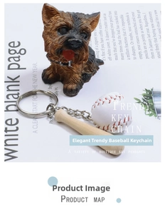 Detailed view of mini wooden baseball bat and white stitched ball keychain pendant