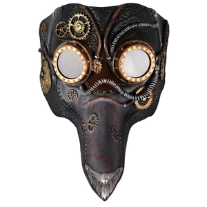 Maschera da Medico della Peste Steampunk Accessori Cosplay Halloween Maschera a Becco con Ingranaggi Retrò per Feste Adulti