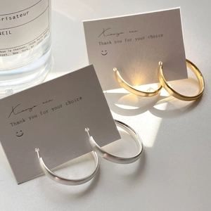Geometric Hoop Earrings For Women Simple Brushed Copper Metal Texture With Silver Earring Post Fashion Exquisite Unique