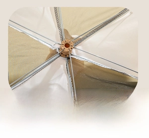 Vue macro de l'armature métallique épaissie pour une cloche à plat pliable stable