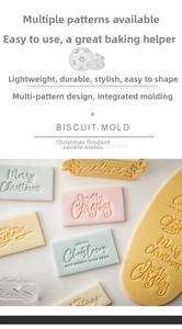 Detailed macro view showing Merry Christmas and Happy New Year embossing on fondant cookies