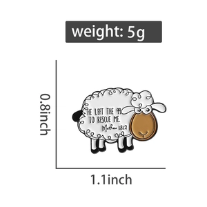 Detailed size specifications and weight of the white sheep enamel cartoon animal brooch