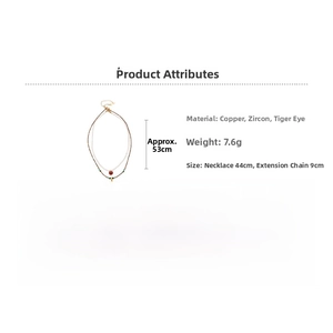 Detailed specs of ethnic gourd necklace made of copper, zircon and tiger eye stone