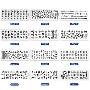 Stainless steel nail stamping plates with marble, snowflake and floral patterns