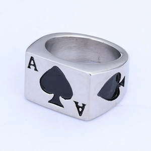 Ace of Spades stainless steel ring with vintage punk aesthetic for men jewelry