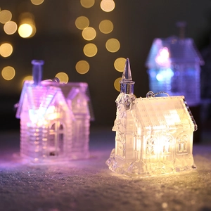 Décorations de maison de Noël transparentes lumineuses avec éclairage LED chaleureux