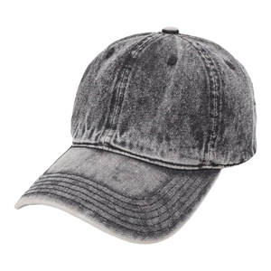 Classic washed denim baseball cap in dark grey with retro stonewashed finish and curved brim