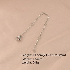Polished silver stainless steel extender chain with lobster clasp and adjustable segments