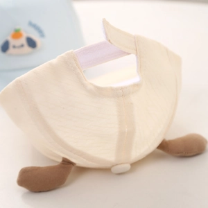 Chapeau de soleil bébé en coton avec oreilles de chiot et velcro réglable à l'arrière