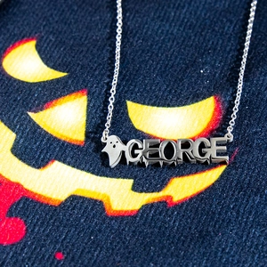 Stainless steel Halloween ghost pendant necklace with George engraving for women