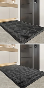 Detail showing the geometric and chevron patterns on a durable non-slip entryway doormat