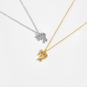 S925 Sterling Silver Virgo Zodiac Necklace with crystal pavé in gold and silver finish