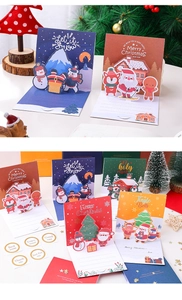Christmas 3D pop up greeting cards handmade holiday blessing cards with cute stickers.