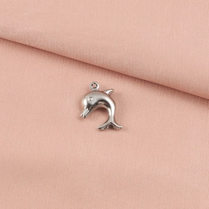 Polished silver dolphin pendant charm made of stainless steel for ocean jewelry making