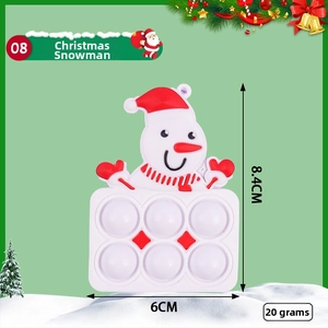 Silicone snowman pop fidget keychain toy measuring 8.4cm by 6cm for Christmas decor
