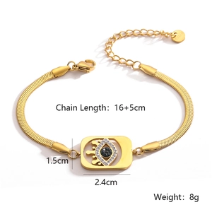 Detailed size specifications for the gold stainless steel evil eye zircon bracelet