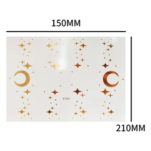 Metallic gold moon and star tattoo stickers with freckle patterns 150x210mm ET301