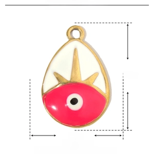 Detailed size specifications for the stainless steel evil eye water drop pendant
