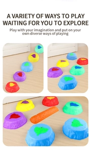 Macro view of textured rainbow balance stones with anti-slip leaf patterns for kids