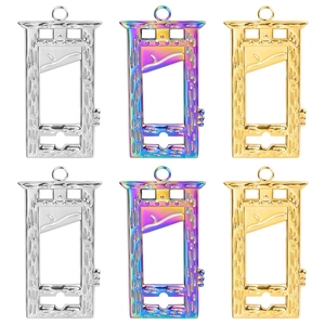 Gothic Stainless Steel Guillotine Pendant Necklace For Women Punk Fashion Iridescent Gold Silver Jewelry Accessory