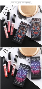 Detail view of Dragon Ranee punk style matte lip gloss set featuring skull and devil motifs