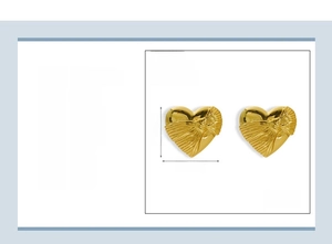 Detailed dimensions of 18k gold plated heart earrings in stainless steel, size 27.2x29.4mm