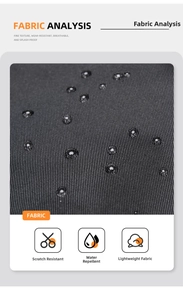 Detail of water-repellent and wear-resistant dark grey fabric for travel backpack