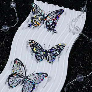 Holographic Butterfly Stickers PET Shell Luster Laser Waterproof Scrapbooking Journal DIY Craft Decorative Supplies