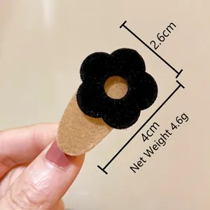 Fermaglio per capelli a fiore in velluto nero vintage con dimensioni e peso 4,6g