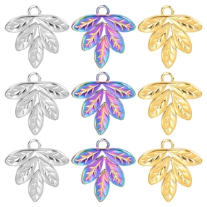 Stainless Steel Leaf Pendants For DIY Jewelry Making Tree Leaf Charms Vacuum Plated Fashion Accessories For Women
