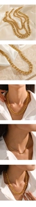 Detailed comparison of various thicknesses for gold Figaro chain necklaces on model