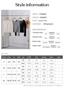 Tabella delle taglie dettagliata per cardigan da donna con cut-out e info poliestere