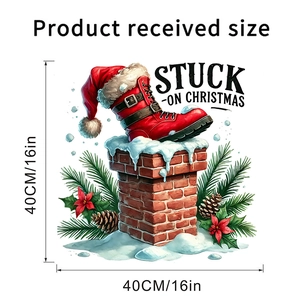 Christmas wall sticker with Santa boots, chimney and pinecone detailing, 40x40cm size