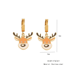 Boucles d'oreilles renne de Noël en acier inoxydable bijoux festifs mignons