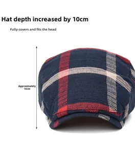 Detailed view of checkered ivy cap showing the 10cm depth design and woven fabric texture