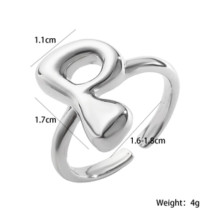 Detailed size specifications for the silver adjustable ring with dimensions and weight