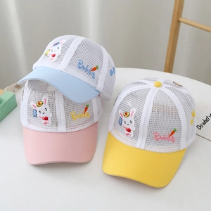 Casquette De Baseball Pour Enfants Été Respirante Mesh Broderie Lapin Chapeau De Soleil Pour Tout-Petits Garçons Filles Accessoire Extérieur
