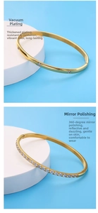 Detail showing gold plated zircon bracelets with mirror polish and vacuum plating finish