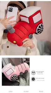 Detail of plush train toy showing soft fabric texture and cute cartoon design features