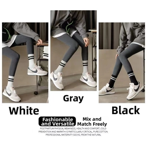 Three-pack cotton calf socks in white, gray, and black for everyday and maternity wear