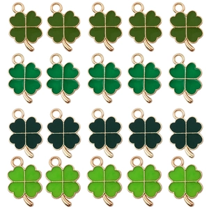 Enamel Four Leaf Clover Charms Zinc Alloy Shamrock Pendants Jewelry Making DIY Bracelet Necklace Earrings Accessory