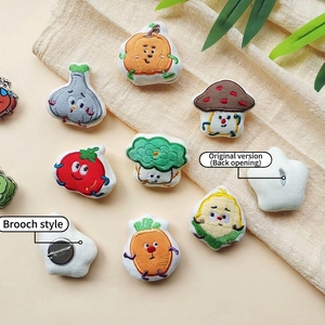 Cute cartoon vegetable plush brooches set with embroidery details for DIY crafts