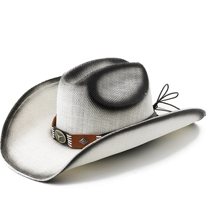 Western Cowboy Hat Paper Straw Wide Brim Breathable Sun Protection Outdoor Beach Travel Vintage Jazz Hat For Men Women