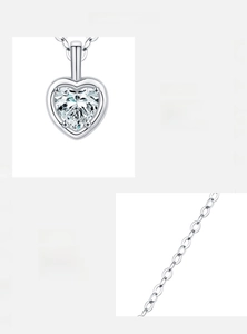 Vue détaillée du collier pendentif cœur en argent sterling S925 avec zircon 5A