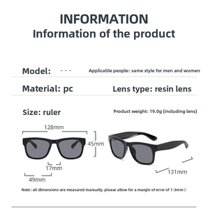 Detailed dimension guide for kids classic black UV400 sunglasses with lightweight frame