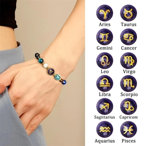 Eight Planets Twelve Constellations beaded bracelet with natural volcanic stone and galaxy beads